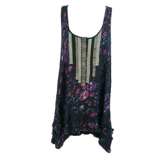 Free People Shark Bite Tank Top Floral Boho - Picture 1 of 10